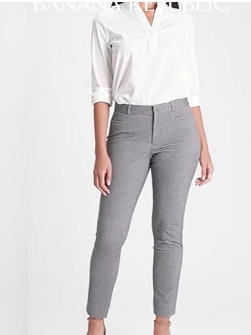 Banana Republic Gray Slim Ankle Pants Sloan Curvy Fit Size 10